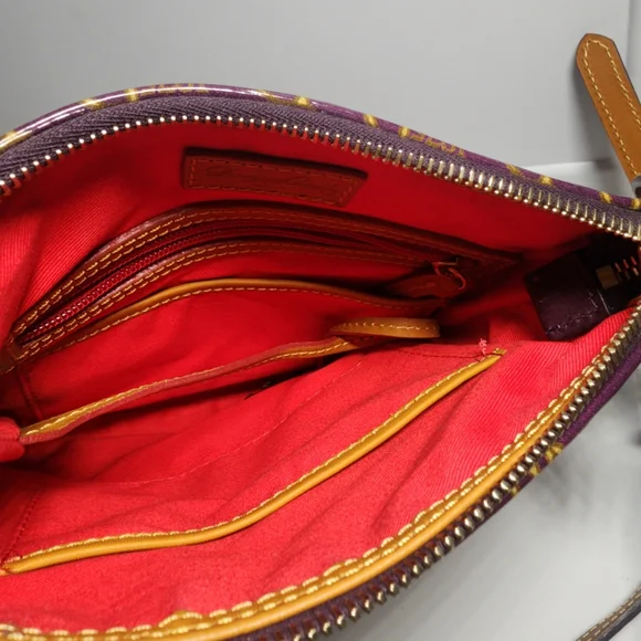 Dooney & Bourke Purple and Brown Logo Crossbody Bag - Picture 7 of 8